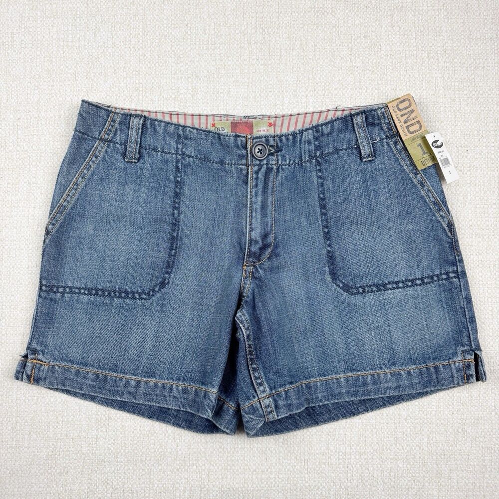 Old Navy Y2K Jean Shorts Size 1 Low Waist 100% Cotton Blue Denim Short 2007 NWT